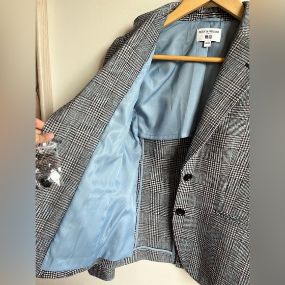NWT Ines De Fressange Uniqlo Wool Houndstooth Checkered Blazer - XS - Picture 7 of 8